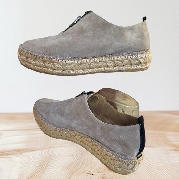 Eric Michael Spain Espadrilles Platform Shoes Sz 39/8.5 Serena Suede Tan Zipper - Picture 1 of 9